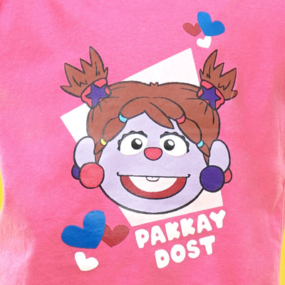 Girls Cotton Jersey 2 PCs Suit Pakkay Dost Miraal -Pink