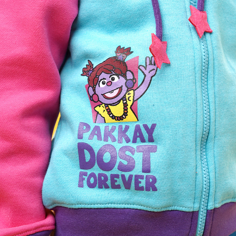 Girls Fleece Knitted Jacket Pakkay Dost Miraal-Pink/Blue