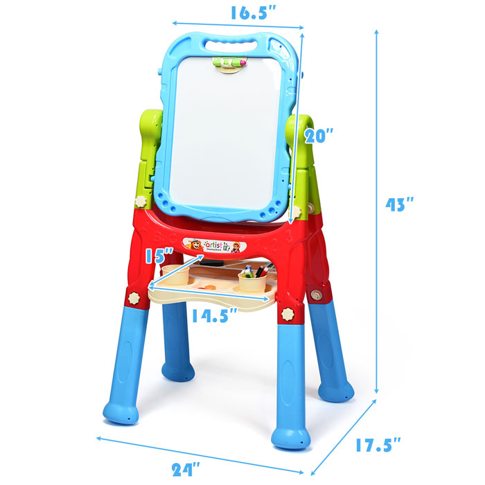 3-in-1 Double-Sided Kids' Standing Art Easel Set | N-1099 Blue