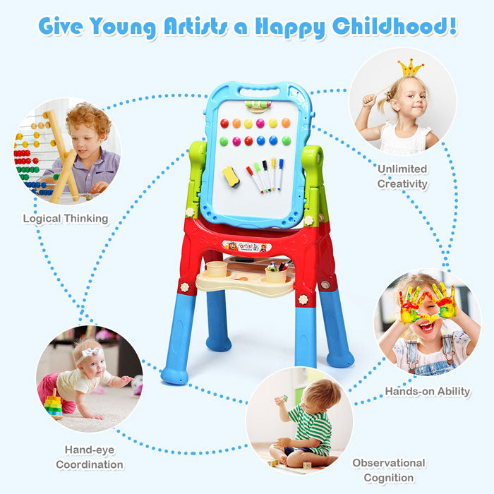 3-in-1 Double-Sided Kids' Standing Art Easel Set | N-1099 Blue