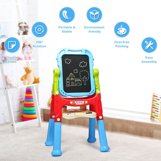 3-in-1 Double-Sided Kids' Standing Art Easel Set | N-1099 Blue