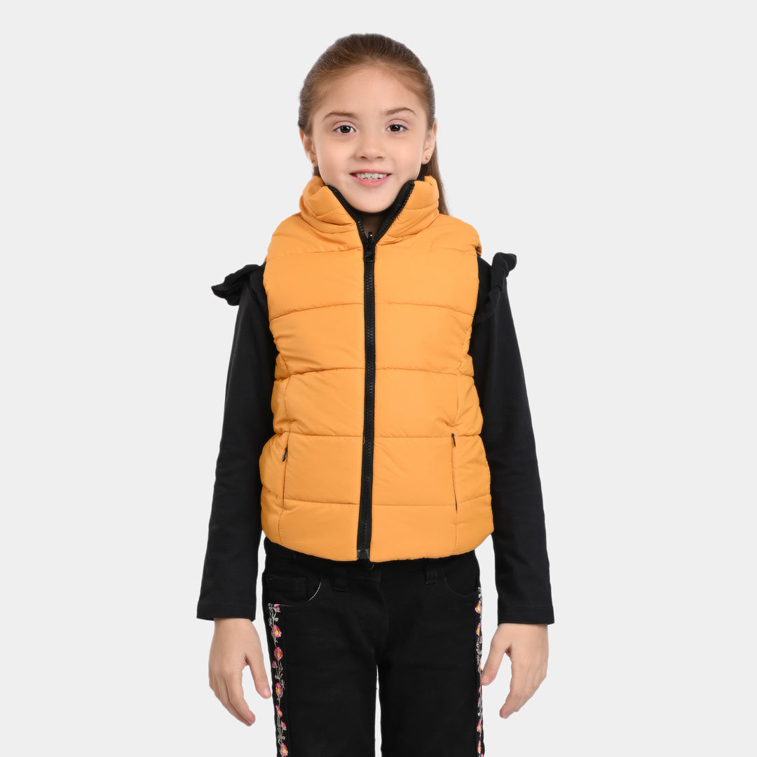 Girls taffeta Quilted Jacket Reversible - Citrus