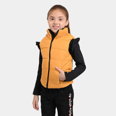 Girls taffeta Quilted Jacket Reversible - Citrus