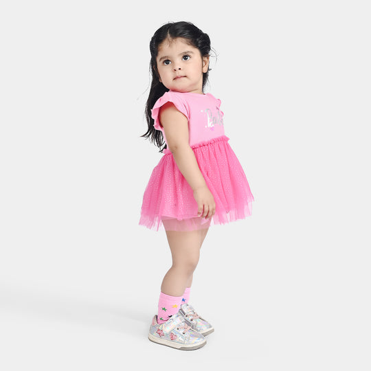 Infant Girls Lycra Jersey Frock-PINK