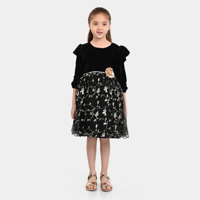 Girls Fancy Frock Velvet-BLACK