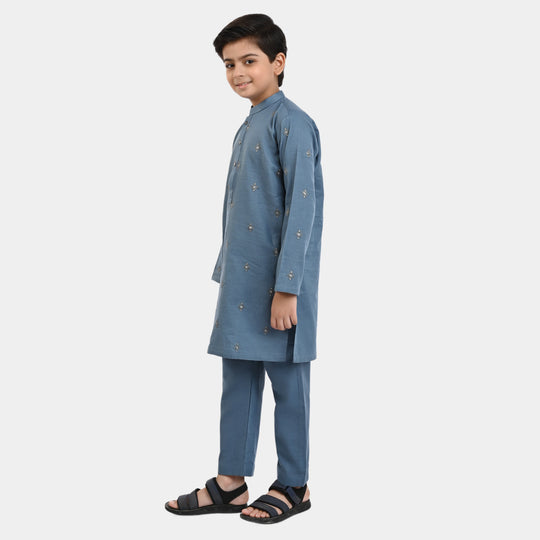 Boys khaddar 2 piece suit Embroidered -P/Blue