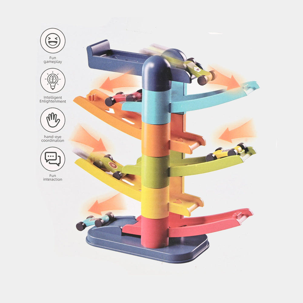 The Gliding Rail Car 8-Layer Track Building Block Toy