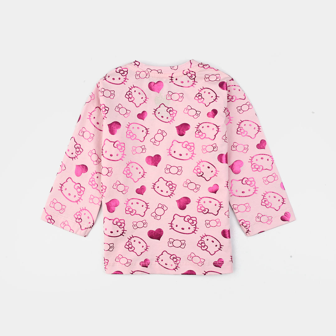 Infant Girls Lycra Jersey T-Shirt Kitty-Pink