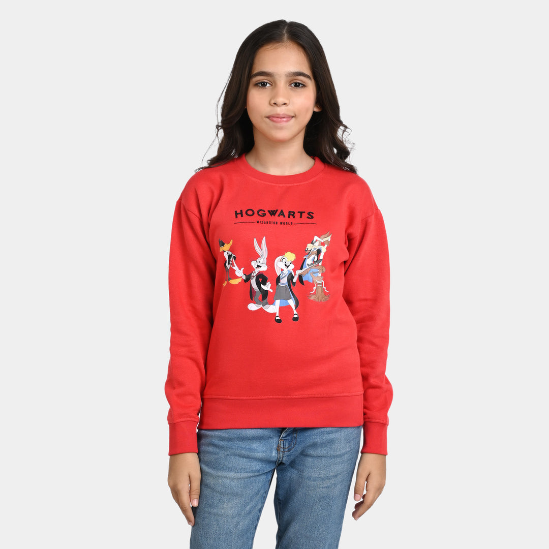 Girls Fleece Sweatshirt Hogwarts-F.Scarlet