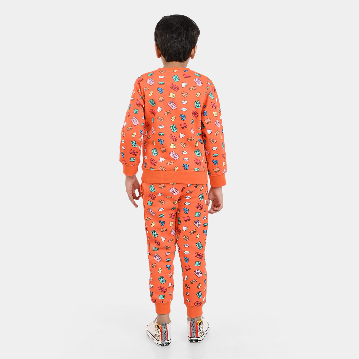 Boys Fleece 2 Piece Suit Tetris-C.Orange