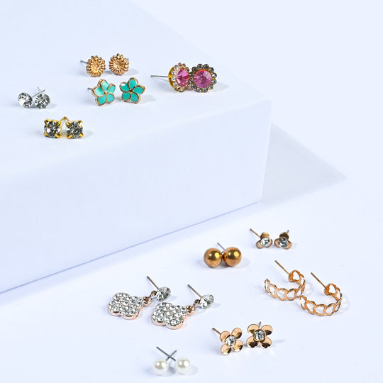 12 Pairs Charming Ears Studs/Tops For Girls