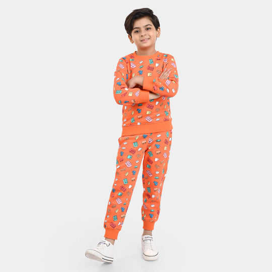 Boys Fleece 2 Piece Suit Tetris-C.Orange