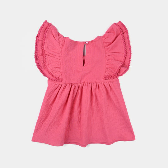 Infant Girls Poly Cotton Casual Top Candy-Pink