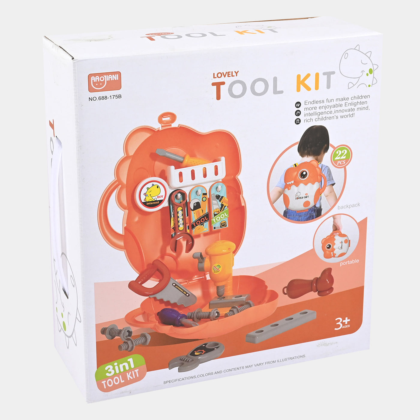 3-In-1 Play Construction Tool Set For Kids