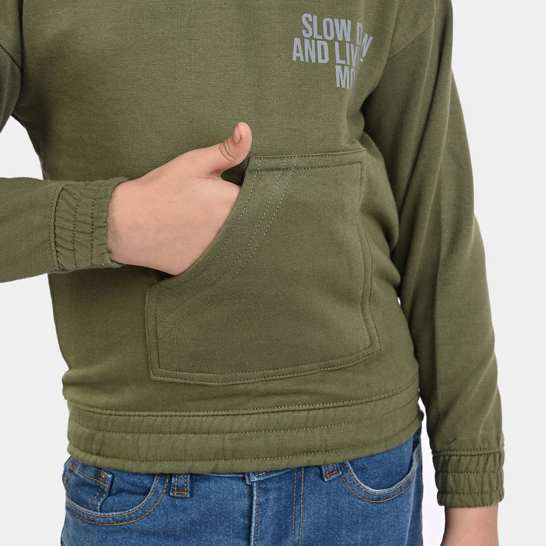 Boys Fleece Sweatshirt Slowdown - Olive