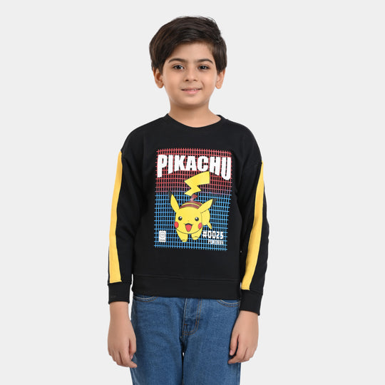 Boys Knitted SweatShirt Print-BLACK