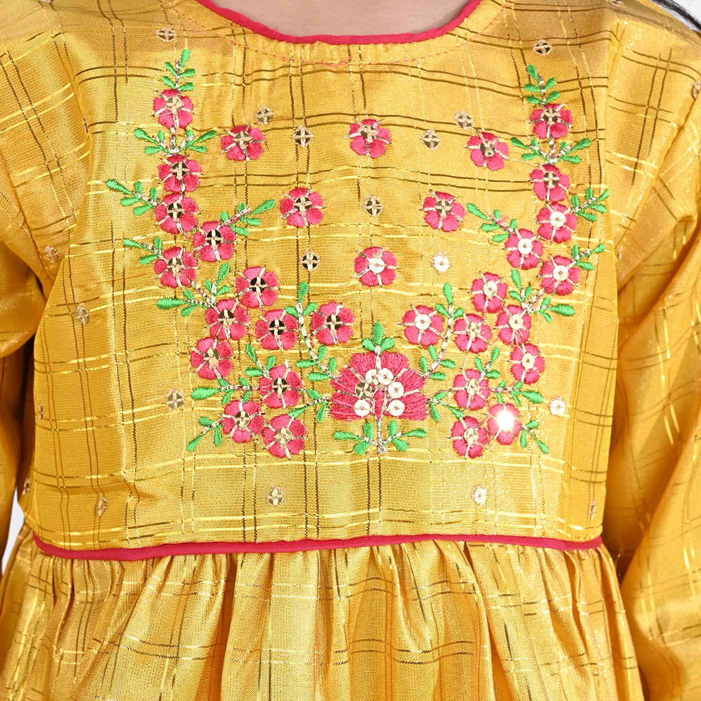 Girls Raw Silk 3PC Suit Noor-Yellow