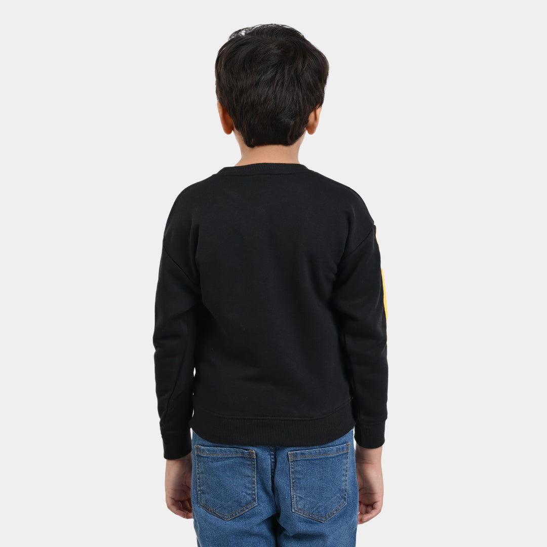 Boys Knitted SweatShirt Print-BLACK