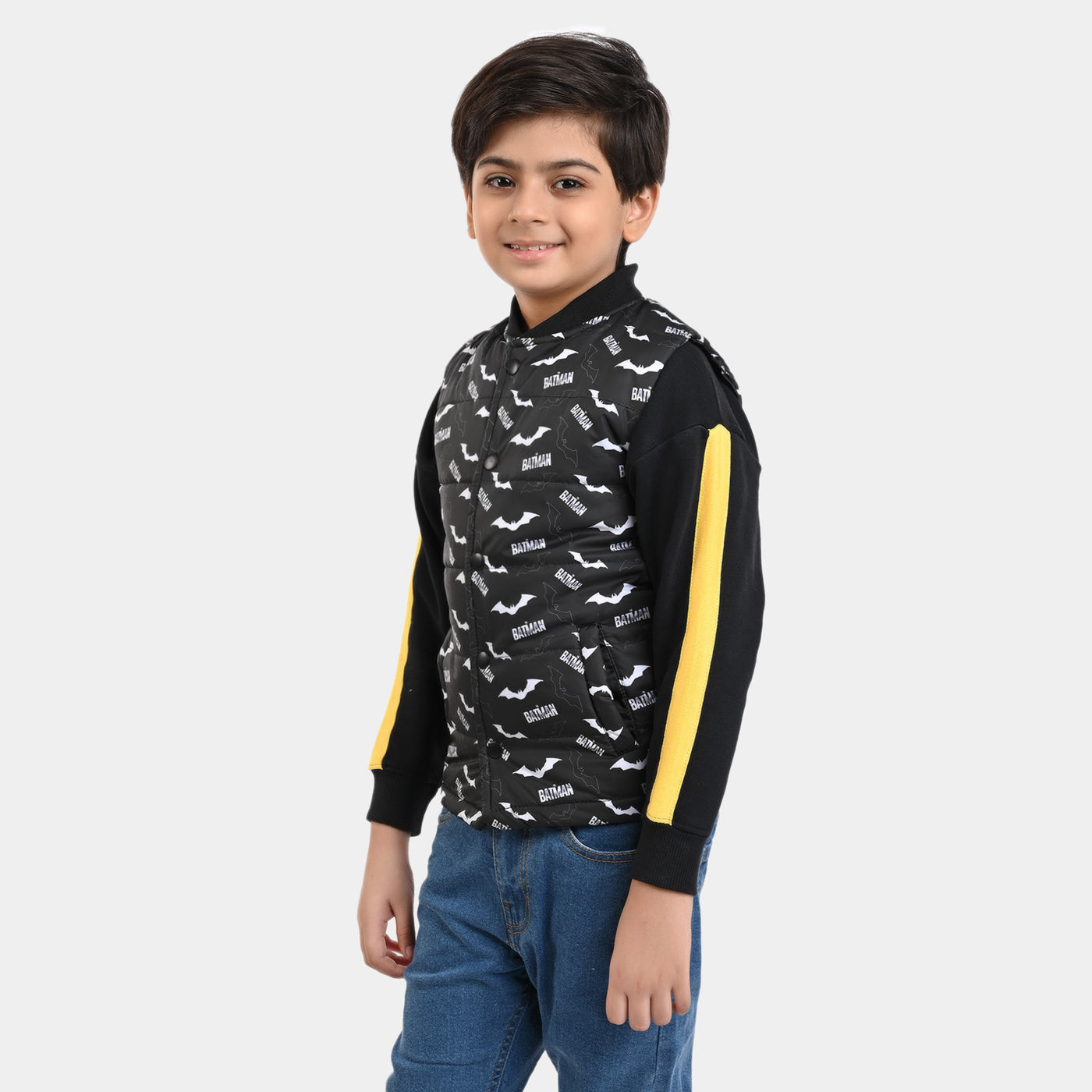 Boys taffeta Quilted Jacket Character - BLACK