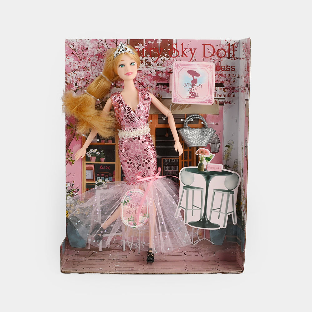 11.5Inch Dress Doll With Hairpin Handbag