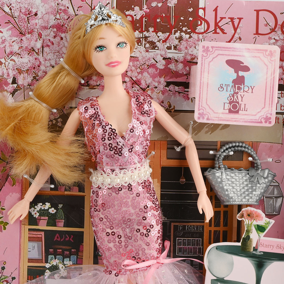 11.5Inch Dress Doll With Hairpin Handbag