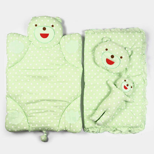 Blanket With Mattress Bear Face | Green