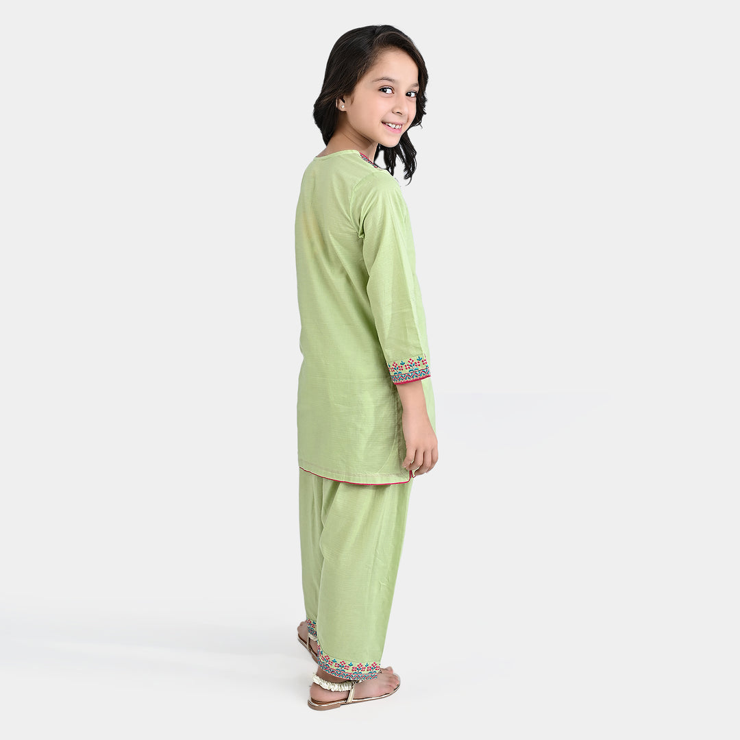 Girls Jacquard EMB 2PC Suit Zohra-G.Green