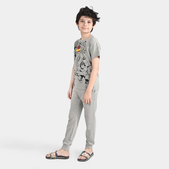 Boys Jersey/Terry 2 Piece Suit-H.grey
