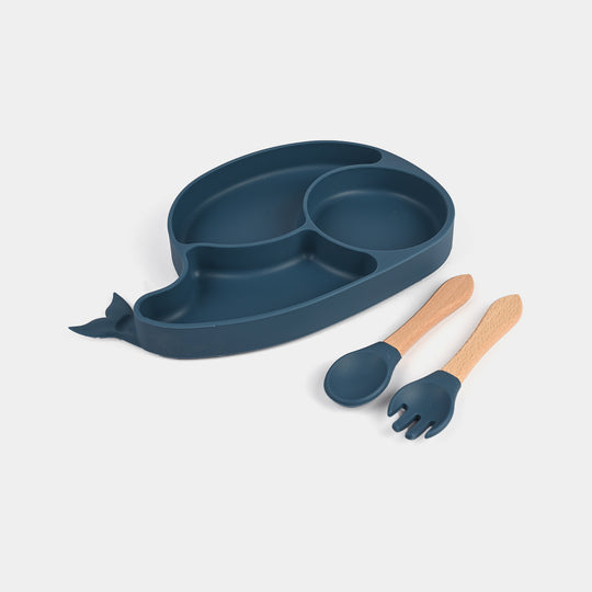 Baby Silicone Plate with Fork & Spoon Set