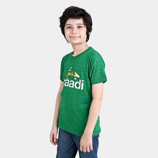 Boys Poly Cotton Jersey T-Shirt H/S Jashan e Azadi-Fern Green