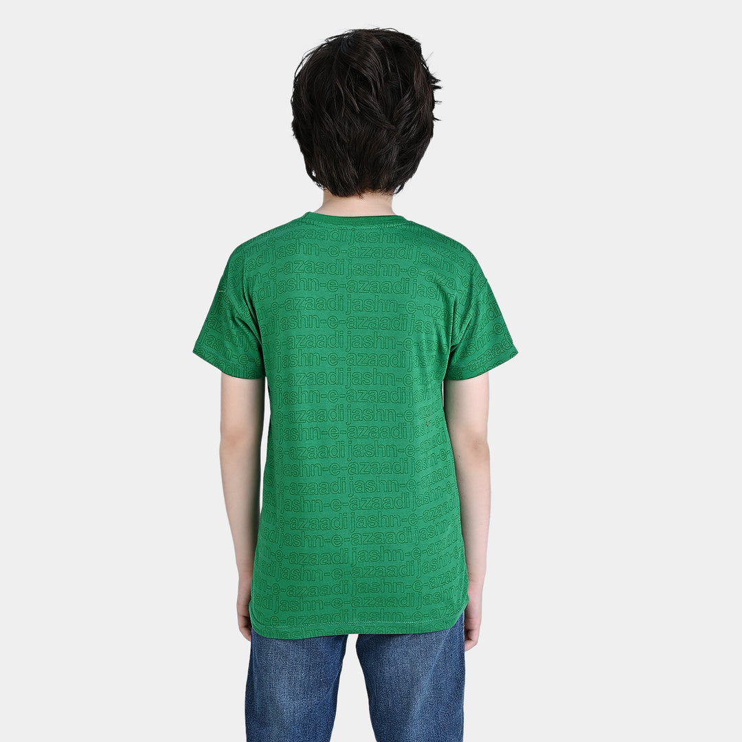 Boys Poly Cotton Jersey T-Shirt H/S Jashan e Azadi-Fern Green