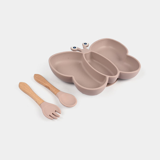 Baby Silicone Plate with Fork & Spoon Set