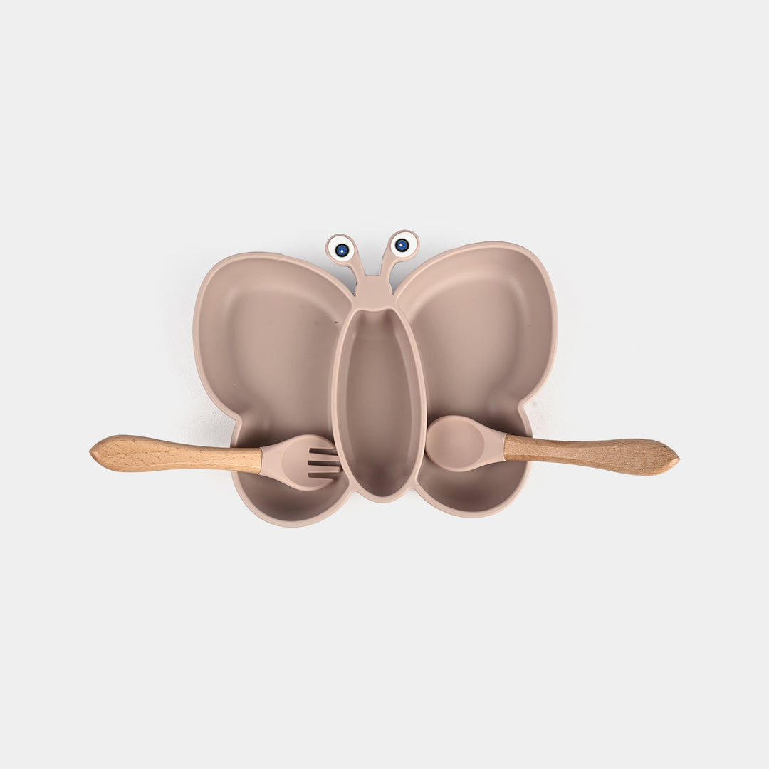 Baby Silicone Plate with Fork & Spoon Set