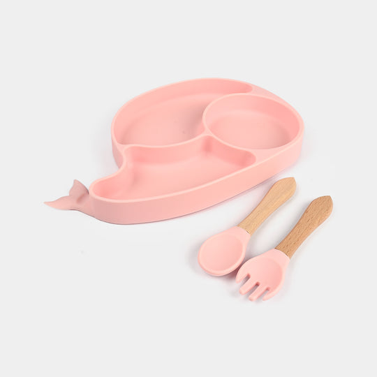 Baby Silicone Plate with Fork & Spoon Set