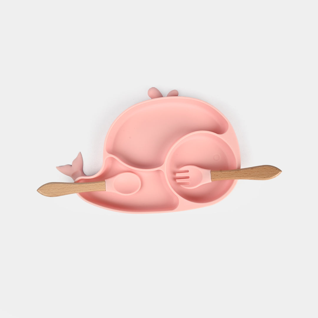 Baby Silicone Plate with Fork & Spoon Set