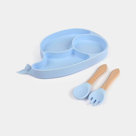 Baby Silicone Plate with Fork & Spoon Set