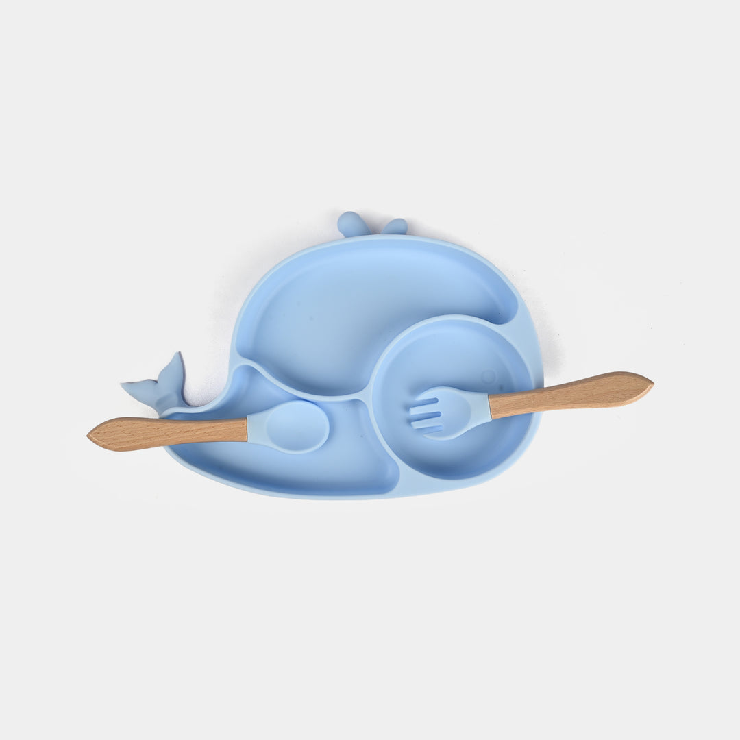 Baby Silicone Plate with Fork & Spoon Set