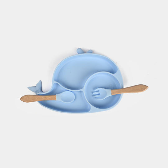 Baby Silicone Plate with Fork & Spoon Set