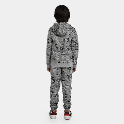Boys Fleece 2 Piece Suit Printed -Htr Grey