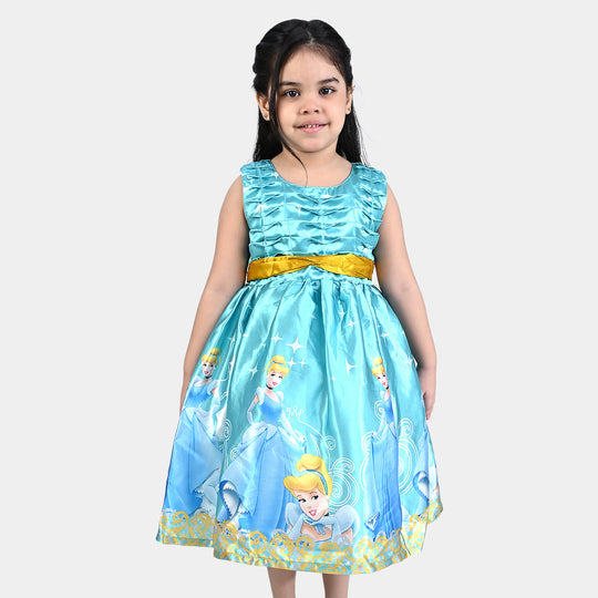 Girls Poly Satin Fancy Frock-Multi