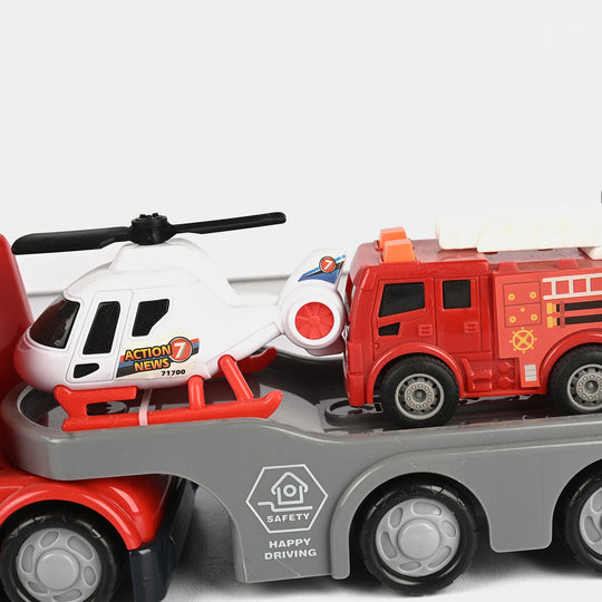 Kids' Interactive Police Rescue Truck – Friction Powered with Realistic Lights & Sound