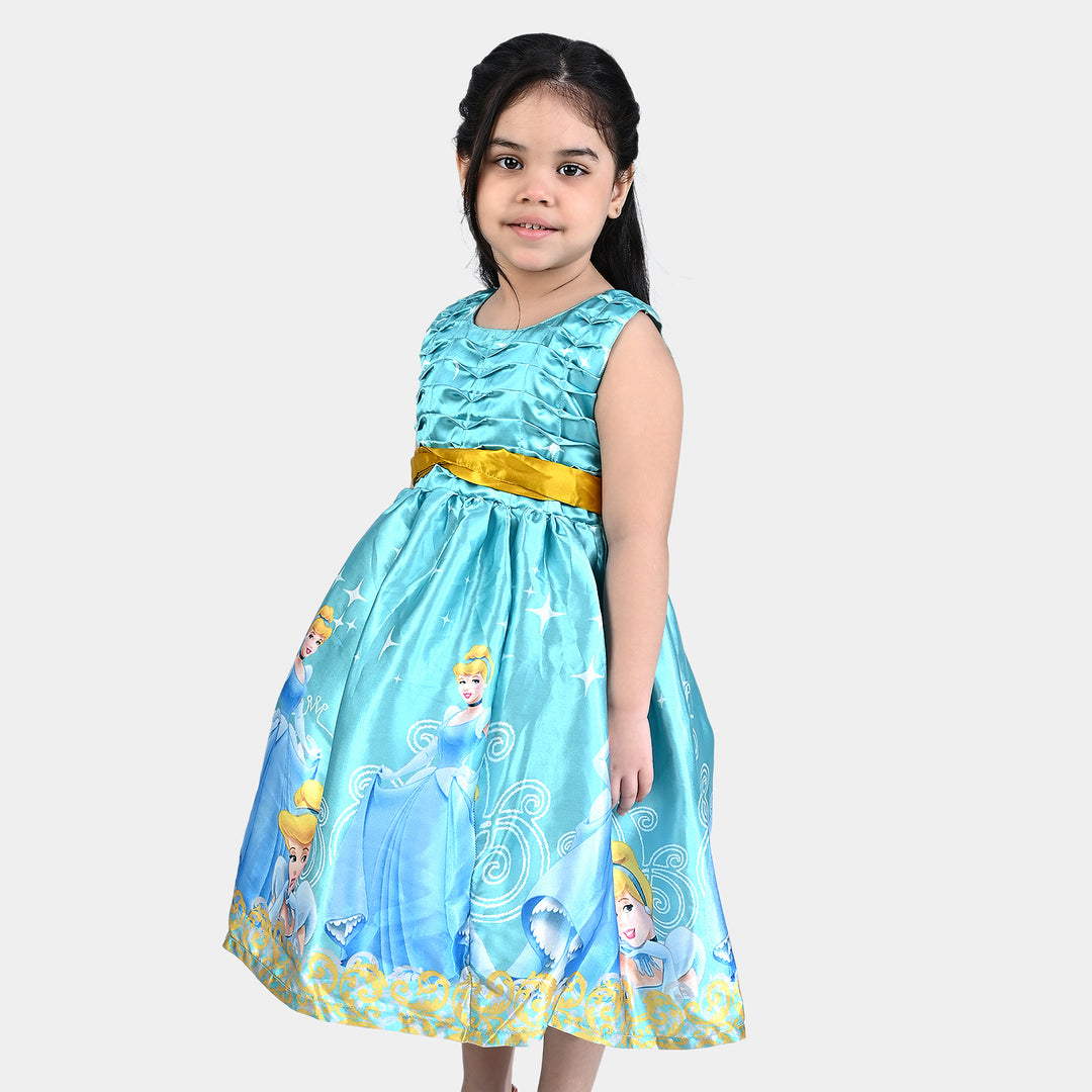 Girls Poly Satin Fancy Frock-Multi