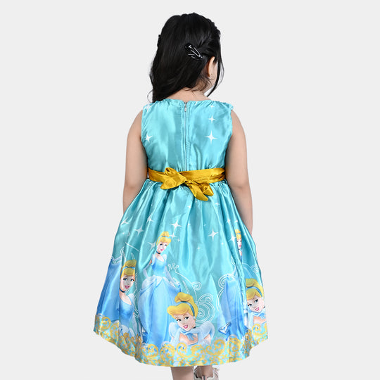 Girls Poly Satin Fancy Frock-Multi