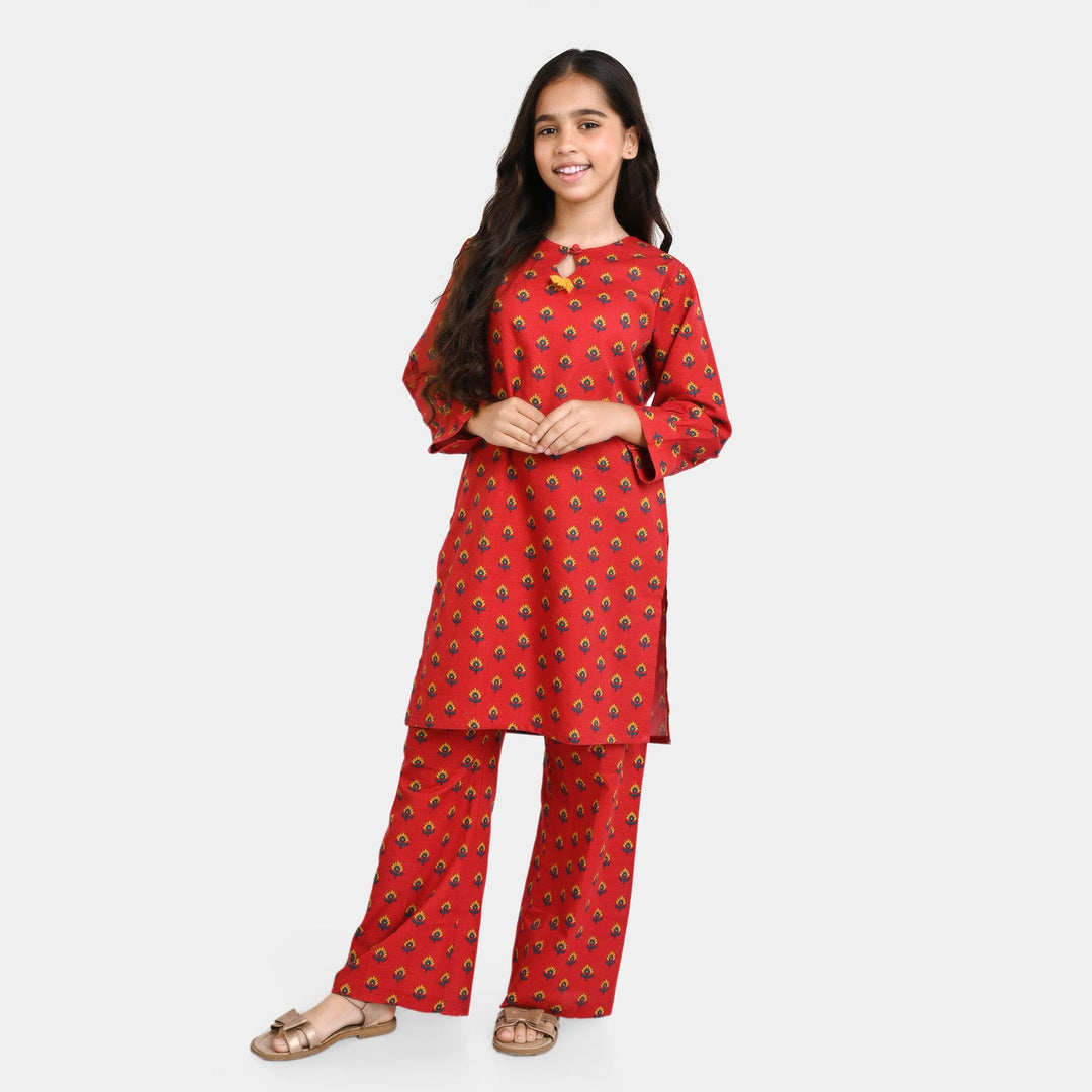 Teens Girls khaddar 2PCs Suit Paradise-Red