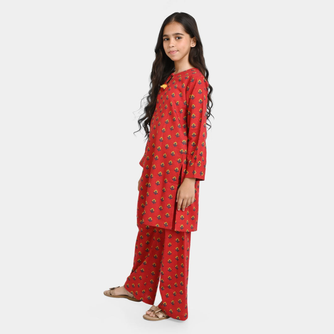 Teens Girls khaddar 2PCs Suit Paradise-Red