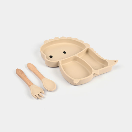 Baby Silicone Plate with Fork & Spoon Set