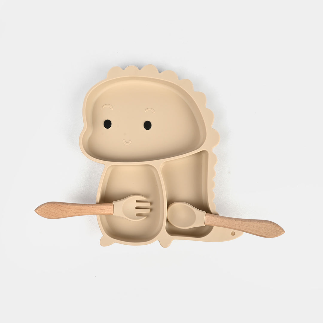 Baby Silicone Plate with Fork & Spoon Set