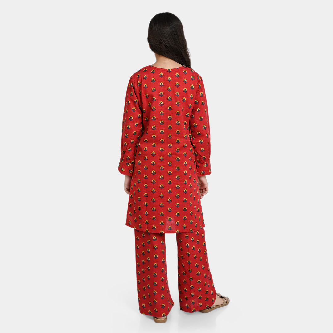 Girls khaddar  2PCs Suit Paradise-Red