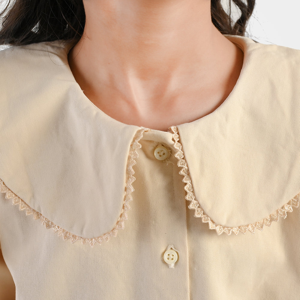 Girls Cotton Twill Co-Ord Set Chunky- Off-White