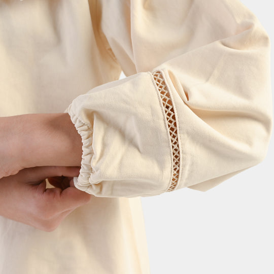 Girls Cotton Twill Co-Ord Set Chunky- Off-White